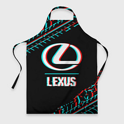 Фартук кулинарный Значок Lexus в стиле glitch на темном фоне, цвет: 3D-принт