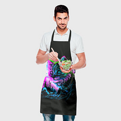 Фартук кулинарный Неоновый котёнок поп-арт, цвет: 3D-принт — фото 2