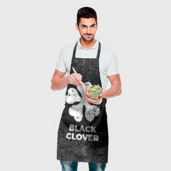 Фартук кулинарный Black Clover с потертостями на темном фоне, цвет: 3D-принт — фото 2