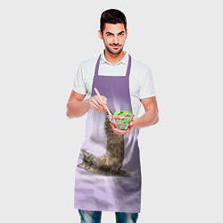 Фартук кулинарный Котик занимается йогой - Саламба Сарвангасана, цвет: 3D-принт — фото 2