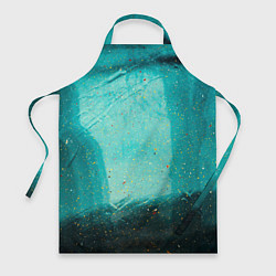 Фартук кулинарный Сине-зелёный туман и мазки красок, цвет: 3D-принт