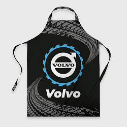 Фартук кулинарный Volvo в стиле Top Gear со следами шин на фоне, цвет: 3D-принт