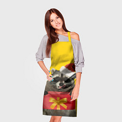 Фартук кулинарный Криповый енот-санта с подарком, цвет: 3D-принт — фото 2