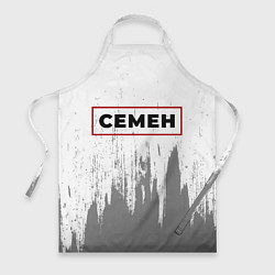 Фартук кулинарный Семен - в красной рамке на светлом, цвет: 3D-принт