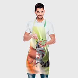 Фартук кулинарный Енот супер герой в плаще, цвет: 3D-принт — фото 2