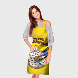 Фартук кулинарный Гомер Симпсон ест пончик, цвет: 3D-принт — фото 2