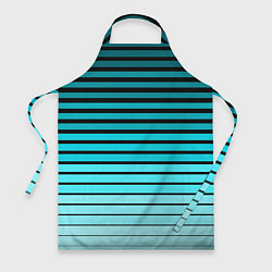 Фартук кулинарный Голубые полосы на черном, цвет: 3D-принт
