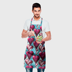 Фартук кулинарный Паттерн красные абстрактные сердца, цвет: 3D-принт — фото 2