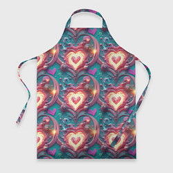 Фартук кулинарный Паттерн пылающие сердца, цвет: 3D-принт
