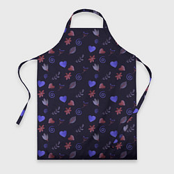 Фартук кулинарный Паттерн с сердечками и цветами, цвет: 3D-принт
