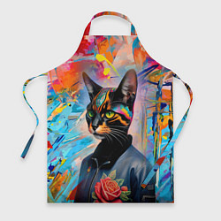 Фартук кулинарный Кошечка следящая за модой - нейросеть, цвет: 3D-принт