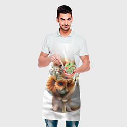 Фартук кулинарный Милый щенок с подсолнухами и ромашками, цвет: 3D-принт — фото 2