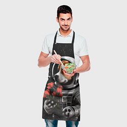 Фартук кулинарный Щенок космонавт с тюльпанами, цвет: 3D-принт — фото 2