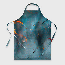Фартук кулинарный Абстрактный синий туман, силуэты и краски, цвет: 3D-принт