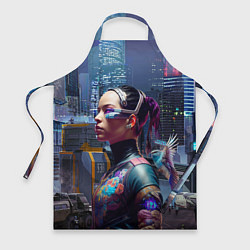 Фартук кулинарный Cyberpunk - brave girl - neural network, цвет: 3D-принт