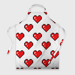 Фартук кулинарный Сердца в стиле пиксель-арт, цвет: 3D-принт