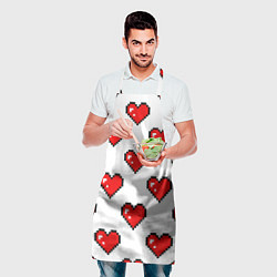 Фартук кулинарный Сердца в стиле пиксель-арт, цвет: 3D-принт — фото 2