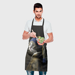 Фартук кулинарный Котейка с жемчужной серёжкой, цвет: 3D-принт — фото 2