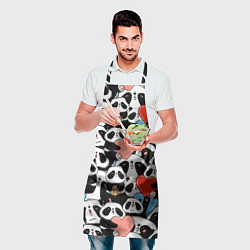 Фартук кулинарный Панды с сердечками, цвет: 3D-принт — фото 2