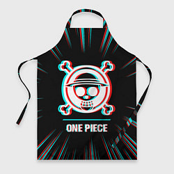 Фартук кулинарный Символ One Piece в стиле glitch на темном фоне, цвет: 3D-принт