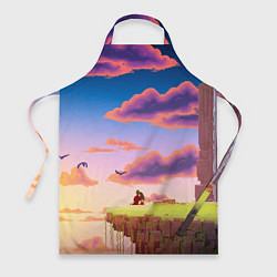 Фартук кулинарный Пиксельный пейзаж, цвет: 3D-принт