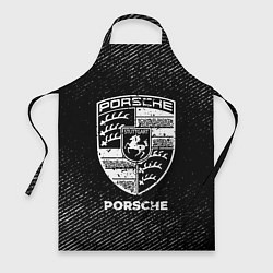 Фартук кулинарный Porsche с потертостями на темном фоне, цвет: 3D-принт