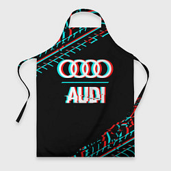 Фартук кулинарный Значок Audi в стиле glitch на темном фоне, цвет: 3D-принт