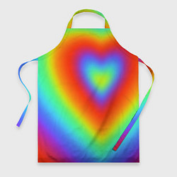 Фартук кулинарный Сердце - радужный градиент, цвет: 3D-принт