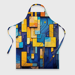 Фартук кулинарный Синие и жёлтые фигуры, цвет: 3D-принт