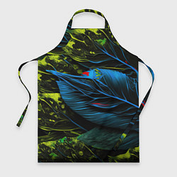 Фартук кулинарный Синий лист абстракция, цвет: 3D-принт