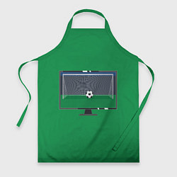 Фартук кулинарный Футбольный мяч и ворота на экране монитора, цвет: 3D-принт