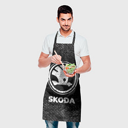 Фартук кулинарный Skoda с потертостями на темном фоне, цвет: 3D-принт — фото 2
