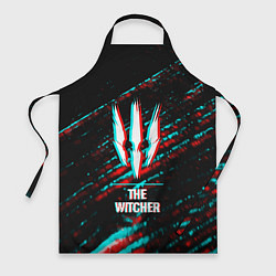 Фартук кулинарный The Witcher в стиле glitch и баги графики на темно, цвет: 3D-принт