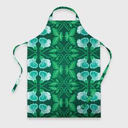 Фартук кулинарный Зелёный цветочный паттерн, цвет: 3D-принт