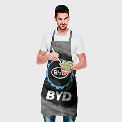 Фартук кулинарный BYD в стиле Top Gear со следами шин на фоне, цвет: 3D-принт — фото 2