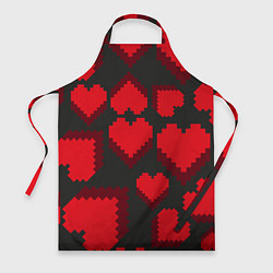 Фартук кулинарный Pixel hearts, цвет: 3D-принт