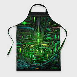 Фартук кулинарный Психоделика в зеленом - нейронная сеть, цвет: 3D-принт