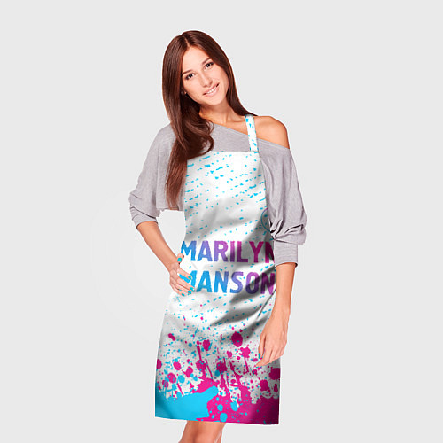 Фартук Marilyn Manson neon gradient style: символ сверху / 3D-принт – фото 3