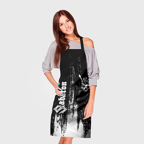 Фартук Sabaton и рок символ на темном фоне / 3D-принт – фото 3