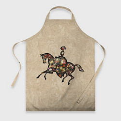 Фартук кулинарный Ретро девушка на лошади и винтажные цветы, цвет: 3D-принт