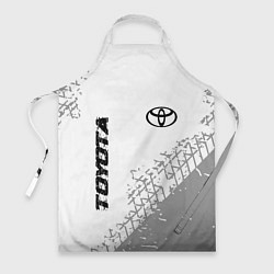 Фартук кулинарный Toyota speed на светлом фоне со следами шин: надпи, цвет: 3D-принт