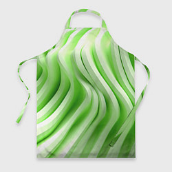 Фартук кулинарный Белые и зеленый волны, цвет: 3D-принт