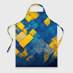 Фартук кулинарный Синяя и жёлтая геометрия, цвет: 3D-принт