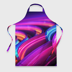 Фартук кулинарный Неоновые абстрактные волны, цвет: 3D-принт