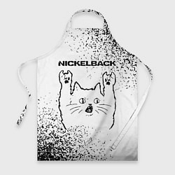 Фартук кулинарный Nickelback рок кот на светлом фоне, цвет: 3D-принт