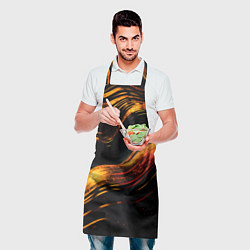 Фартук кулинарный Темные золотые волнистые линии, цвет: 3D-принт — фото 2