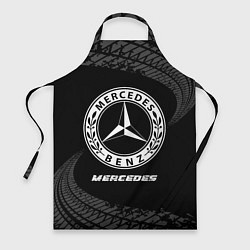 Фартук кулинарный Mercedes speed на темном фоне со следами шин, цвет: 3D-принт