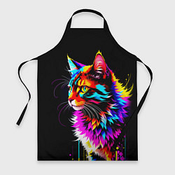Фартук кулинарный Неоновый пушистик - кот, цвет: 3D-принт