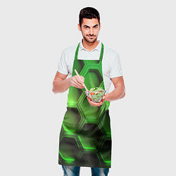 Фартук кулинарный Объемные зеленые соты, цвет: 3D-принт — фото 2