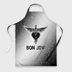 Фартук кулинарный Bon Jovi glitch на светлом фоне, цвет: 3D-принт